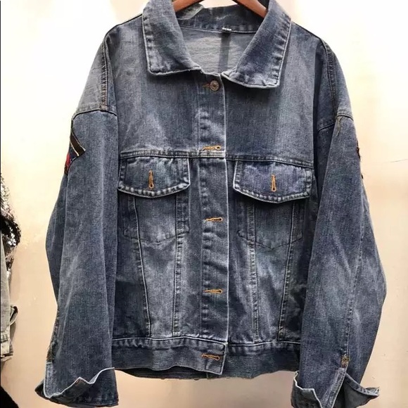 Boho floral embroidered tribal denim jean jacket - Picture 5 of 5